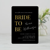 黒モダンコンテンポラリーと金ゴールドのブライダルシャワー 箔招待状 (立ち正面)