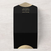 黒モダンコンテンポラリーと金ゴールドの抽象芸術結婚 オールインワン招待状 (外側)