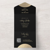 黒モダンコンテンポラリーと金ゴールドの抽象芸術結婚 オールインワン招待状 (内側)