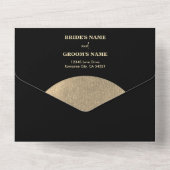 黒モダンコンテンポラリーと金ゴールドの抽象芸術結婚 オールインワン招待状 (裏面)