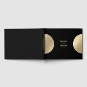 黒モダンコンテンポラリーと金ゴールドの抽象芸術結婚 ゲストブック (全面)