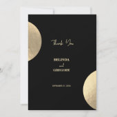 黒モダンコンテンポラリーと金ゴールドの抽象芸術結婚 サンキューカード (正面)