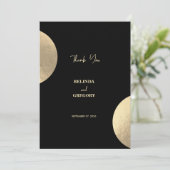 黒モダンコンテンポラリーと金ゴールドの抽象芸術結婚 サンキューカード (スタンド正面)