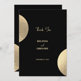 黒モダンコンテンポラリーと金ゴールドの抽象芸術結婚 サンキューカード