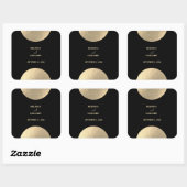 黒モダンコンテンポラリーと金ゴールドの抽象芸術結婚 スクエアシール (シート)