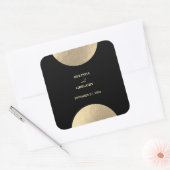 黒モダンコンテンポラリーと金ゴールドの抽象芸術結婚 スクエアシール (封筒)