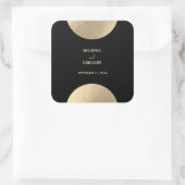 黒モダンコンテンポラリーと金ゴールドの抽象芸術結婚 スクエアシール (バッグ)