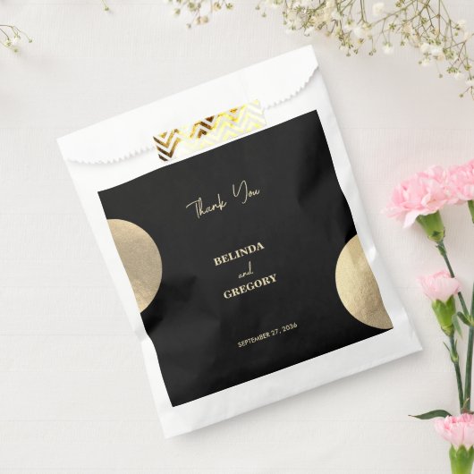 黒モダンコンテンポラリーと金ゴールドの抽象芸術結婚 フェイバーバッグ (封をした状態)