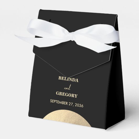 黒モダンコンテンポラリーと金ゴールドの抽象芸術結婚 フェイバーボックス (正面サイド)