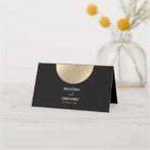 黒モダンコンテンポラリーと金ゴールドの抽象芸術結婚 プレイスカード (裏面)