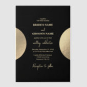黒モダンコンテンポラリーと金ゴールドの抽象芸術結婚 ベラム紙招待状 (正面)