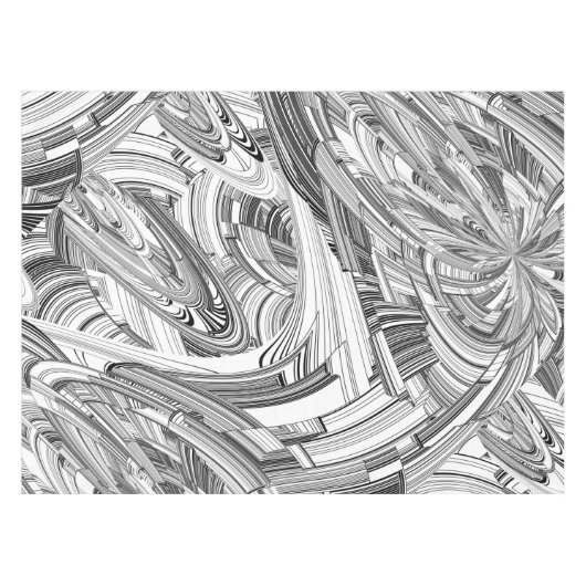 黒モダンコンテンポラリー白アート テーブルクロス (正面(横))