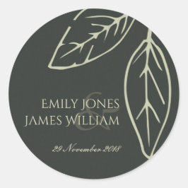 黒モダンコンテンポラリー白葉結婚品 ラウンドシール