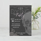 黒モダンゴシックスカル大人フェミニンハロウィーン 招待状 (スタンド正面)