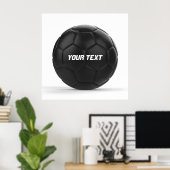 黒モダンサッカーボールパーソナライズされた ポスター (ホームオフィス)