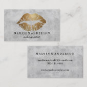 黒モダンサロン金ゴールド唇メイクアップアーチビジネス 名刺 (正面/裏面)