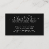 黒モダンシック署名公証人公証人 名刺 (裏面)