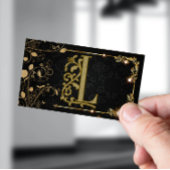 黒モダンシック美容師スクリプトシグネチャー 名刺