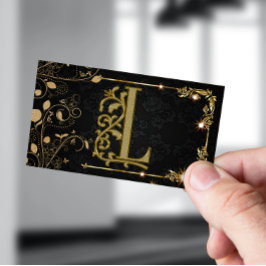 黒モダンシック美容師スクリプトシグネチャー 名刺