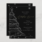 黒モダンシャルボードクリスマスディナー招待状 (正面/裏面)