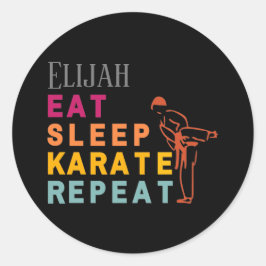 黒モダンシルエット日本空手武術芸術 ラウンドシール