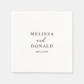 黒モダンシンプルの結婚Script スタンダードカクテルナプキン (正面)