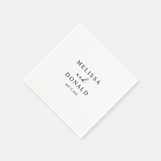 黒モダンシンプルの結婚Script スタンダードカクテルナプキン (角)