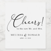 黒モダンシンプルの結婚Script ワインラベル (シングルラベル)