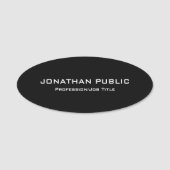 黒モダンシンプルエレガントデザインプレーンテンプレート 名札 (正面)