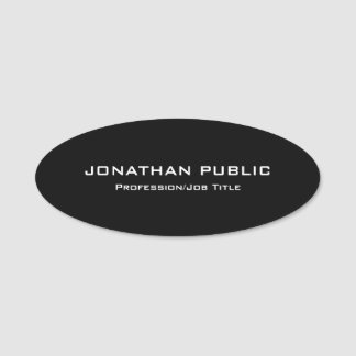 黒モダンシンプルエレガントデザインプレーンテンプレート 名札