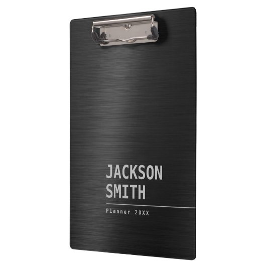 黒モダンシンプルパーソナライズされた名プロフェッショナル クリップボード (左)