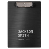 黒モダンシンプルパーソナライズされた名プロフェッショナル クリップボード (正面)