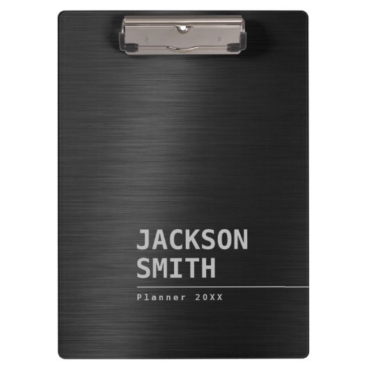黒モダンシンプルパーソナライズされた名プロフェッショナル クリップボード (正面)