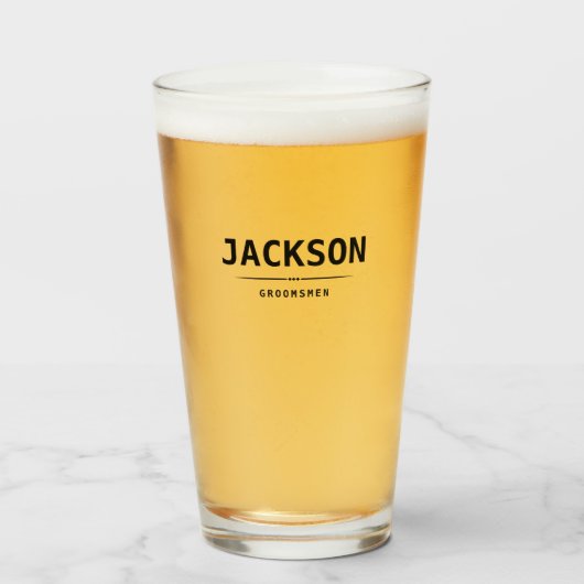 黒モダンシンプル名Groomsmenパーソナライズされた タンブラーグラス (ドリンク正面)