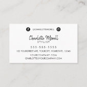 黒モダンシンプル白ミニマルのロゴ 予約カード (裏面)