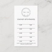 黒モダンシンプル白ミニマルのロゴ 予約カード (正面)