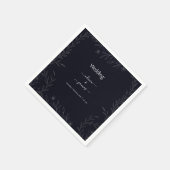 黒モダンシンプル白ミニマルフローラつる植物 スタンダードカクテルナプキン (角)