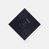 黒モダンシンプル白ミニマルフローラつる植物 スタンダードカクテルナプキン (角)