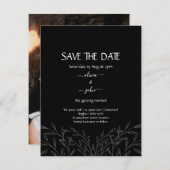 黒モダンシンプル白ミニマルフローラつる植物 セーブザデート (正面/裏面)