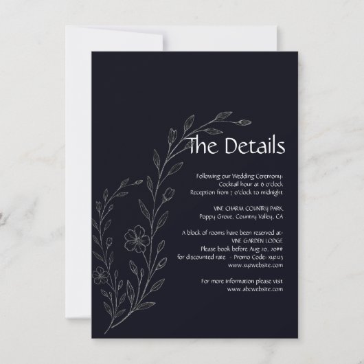 黒モダンシンプル白ミニマルフローラつる植物 セーブザデート (正面)