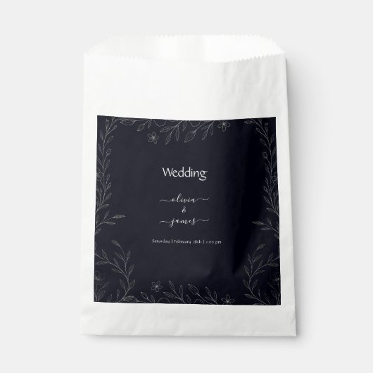 黒モダンシンプル白ミニマルフローラつる植物 フェイバーバッグ (正面)