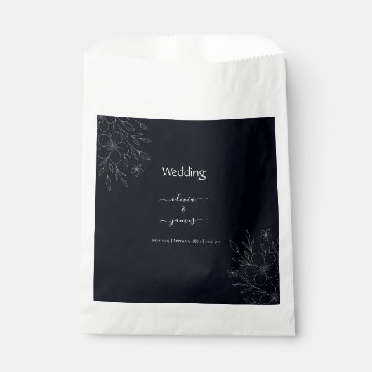 黒モダンシンプル白ミニマルフローラつる植物 フェイバーバッグ (正面)