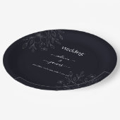 黒モダンシンプル白ミニマルフローラつる植物 ペーパープレート (アングル)