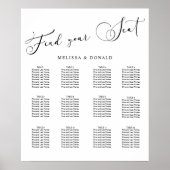 黒モダンシンプル結婚の座席表 ポスター (正面)