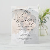 黒モダンシンプル色QRコードバック結婚写真 招待状 (スタンド正面)