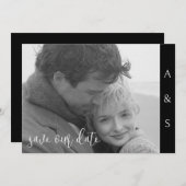 黒モダンシンプルB/W写真水平 セーブザデート (正面/裏面)