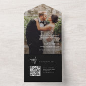 黒モダンシンプルQRコー結婚ド オールインワン招待状 (内側)