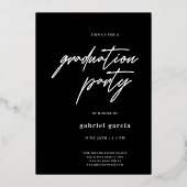 黒モダンスクリプトの卒業パーティー招待状 箔招待状 (裏面)