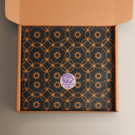 黒モダンスタイリッシュとオレンジの幾何学的パターン 薄葉紙