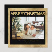 黒モダンスタイリッシュとフェイク金ゴールド1 Photo Chrimas シーズンカード (正面/裏面)